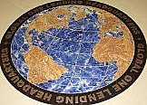 World Map made with Blue Sodalite, Marble, Black Granite w/Bronze inlaid letters